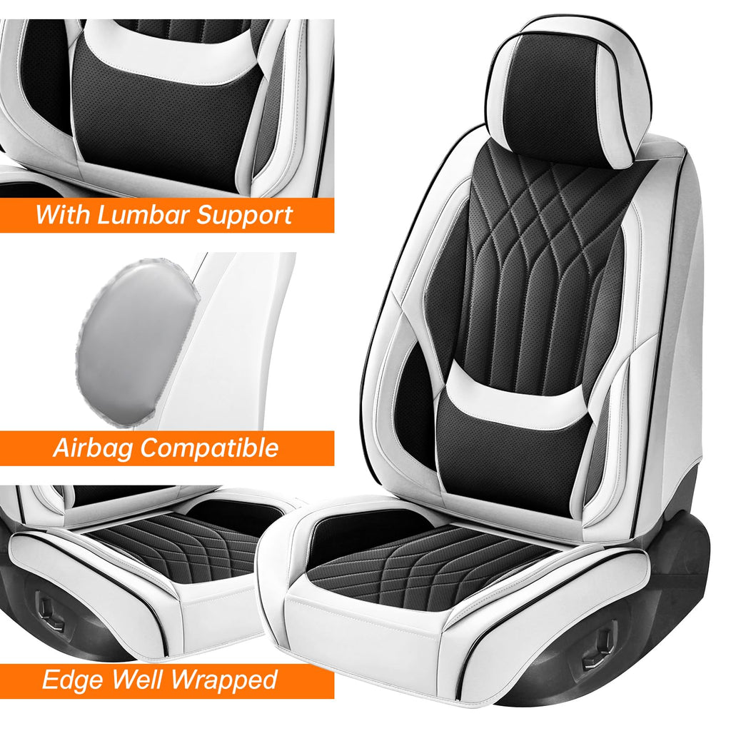 Black White Car Seat Covers Full Set X4677