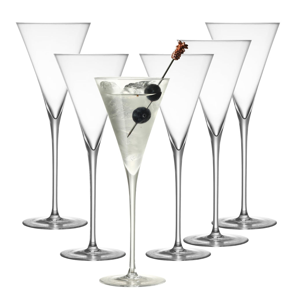 Clear Hand Blown 4 oz Martini Glasses Set of 6 F120607