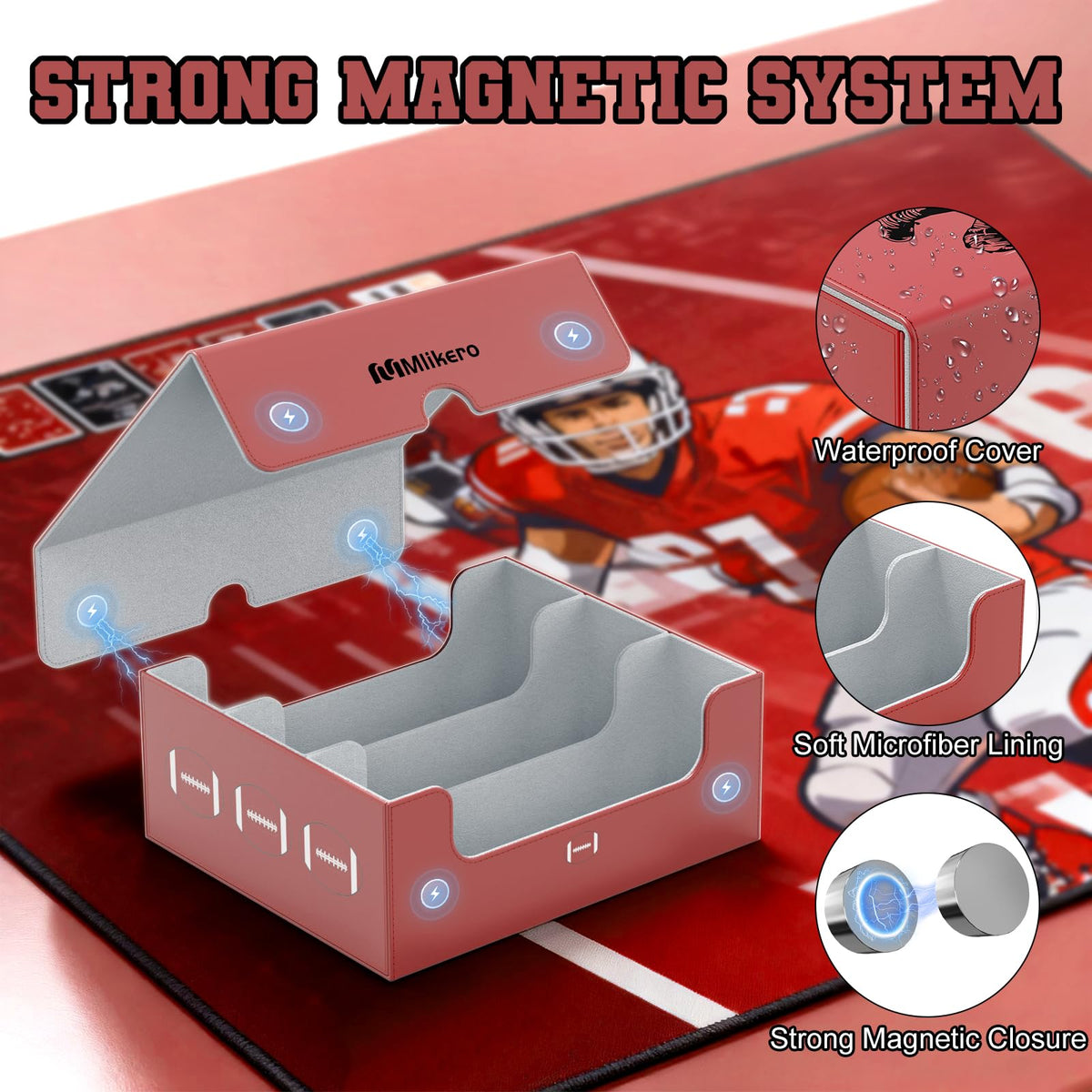 Football Card Storage Box with Magnetic Closure P7051