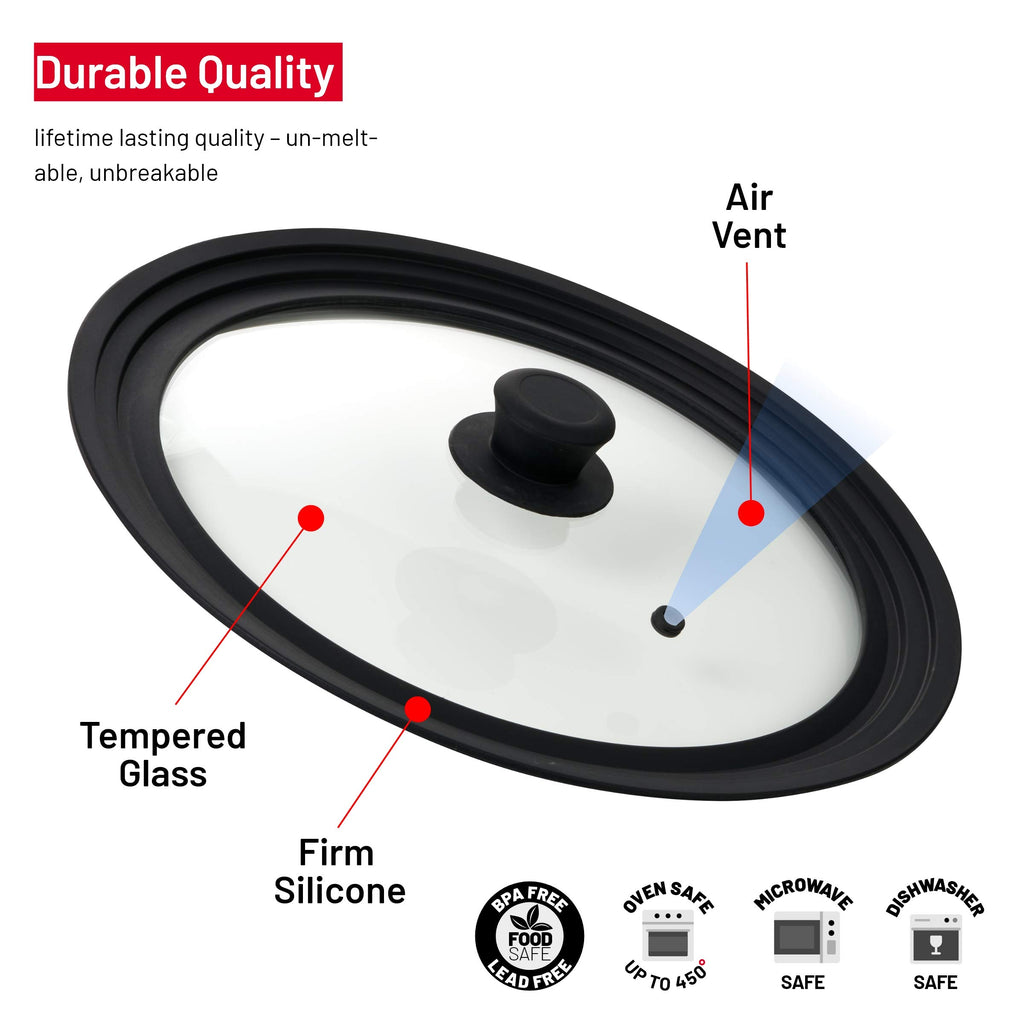 Universal Tempered Glass Lids with Silicone Rim, 2-Pack M46391
