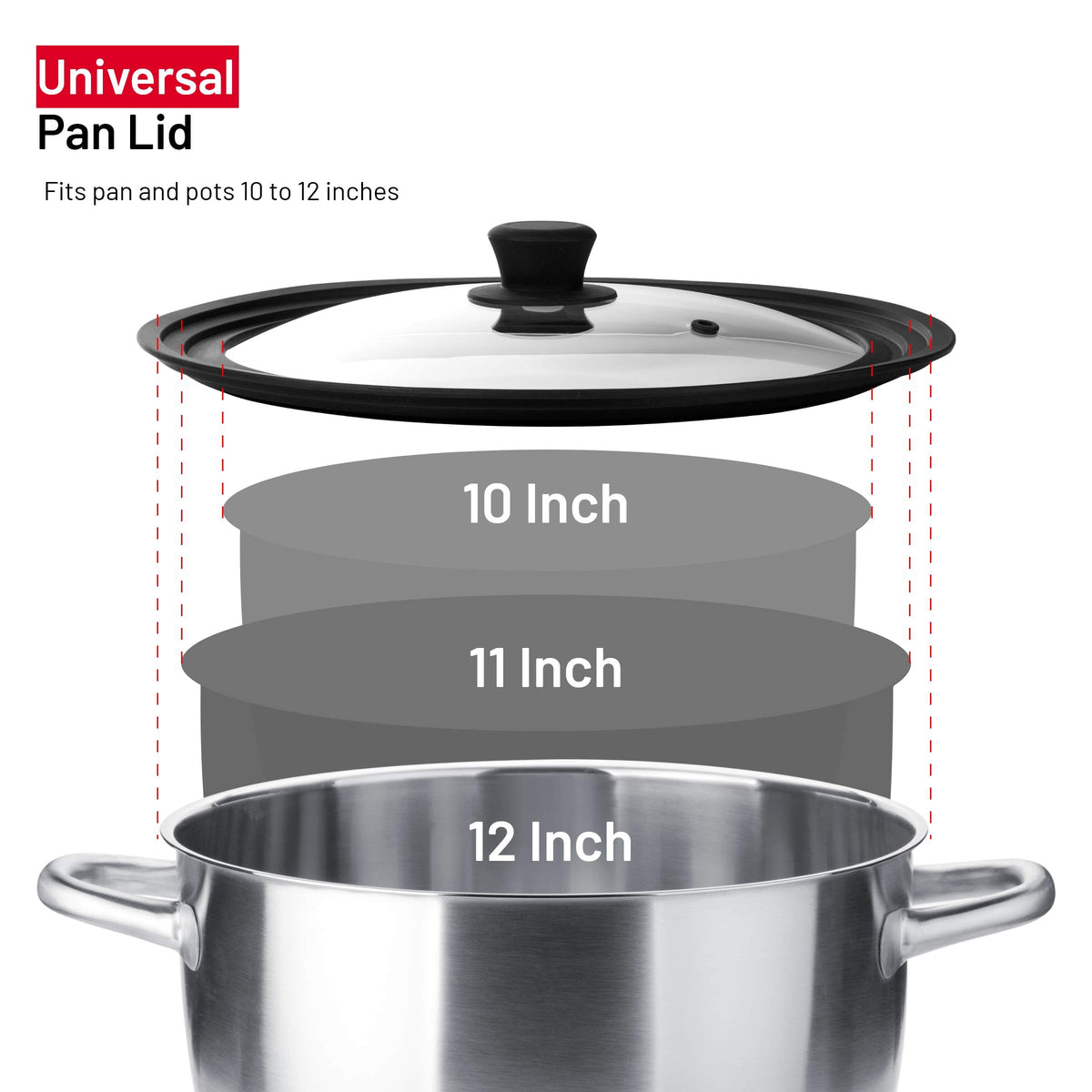 Universal Tempered Glass Lids with Silicone Rim, 2-Pack M46391
