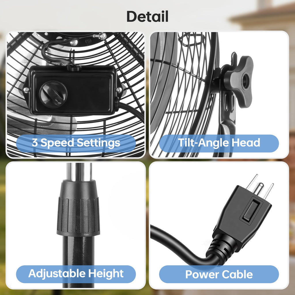 20 Inch Heavy Duty High Velocity Metal Stand Pedestal Fan M591