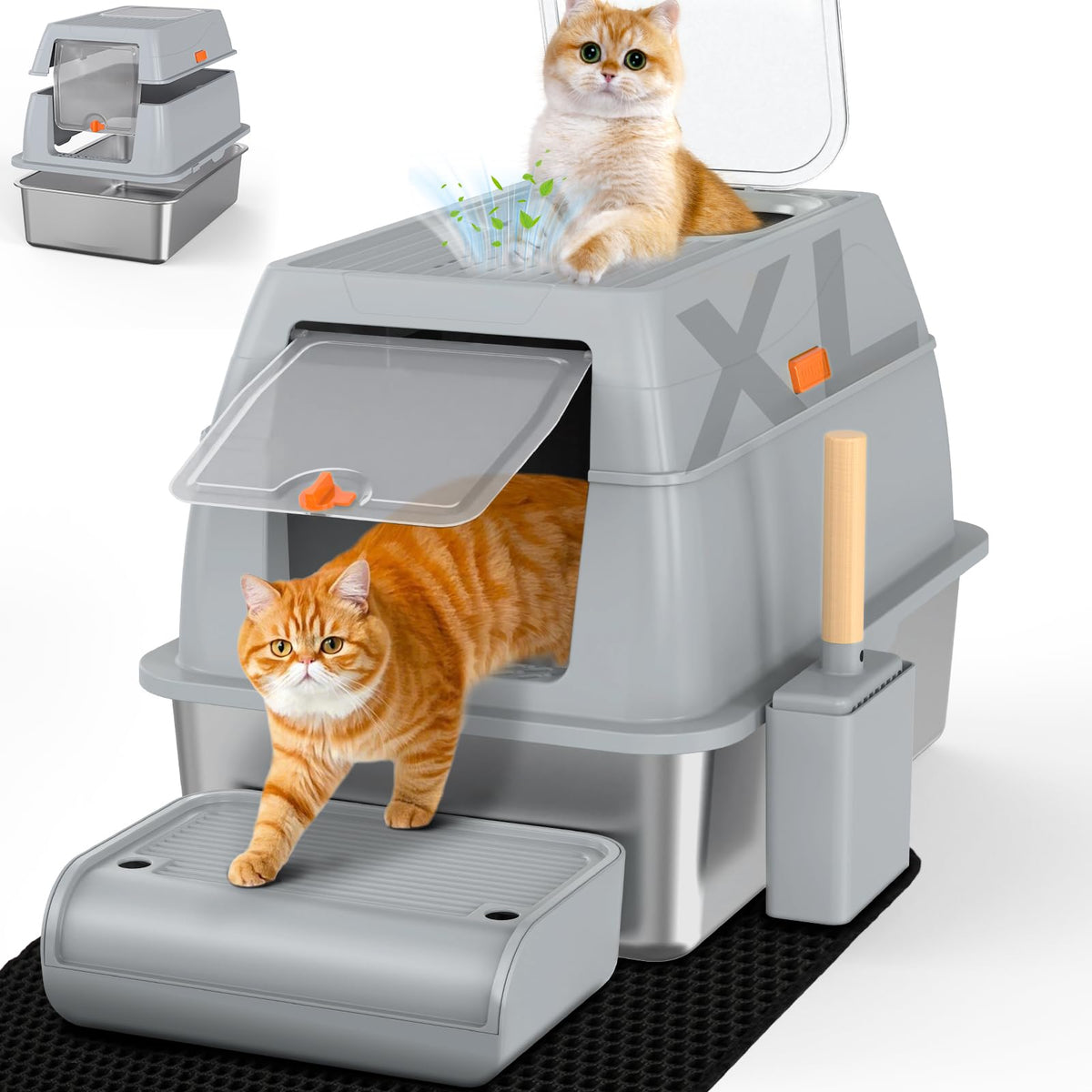 XL Stainless Steel Litter Box with Lid Z432