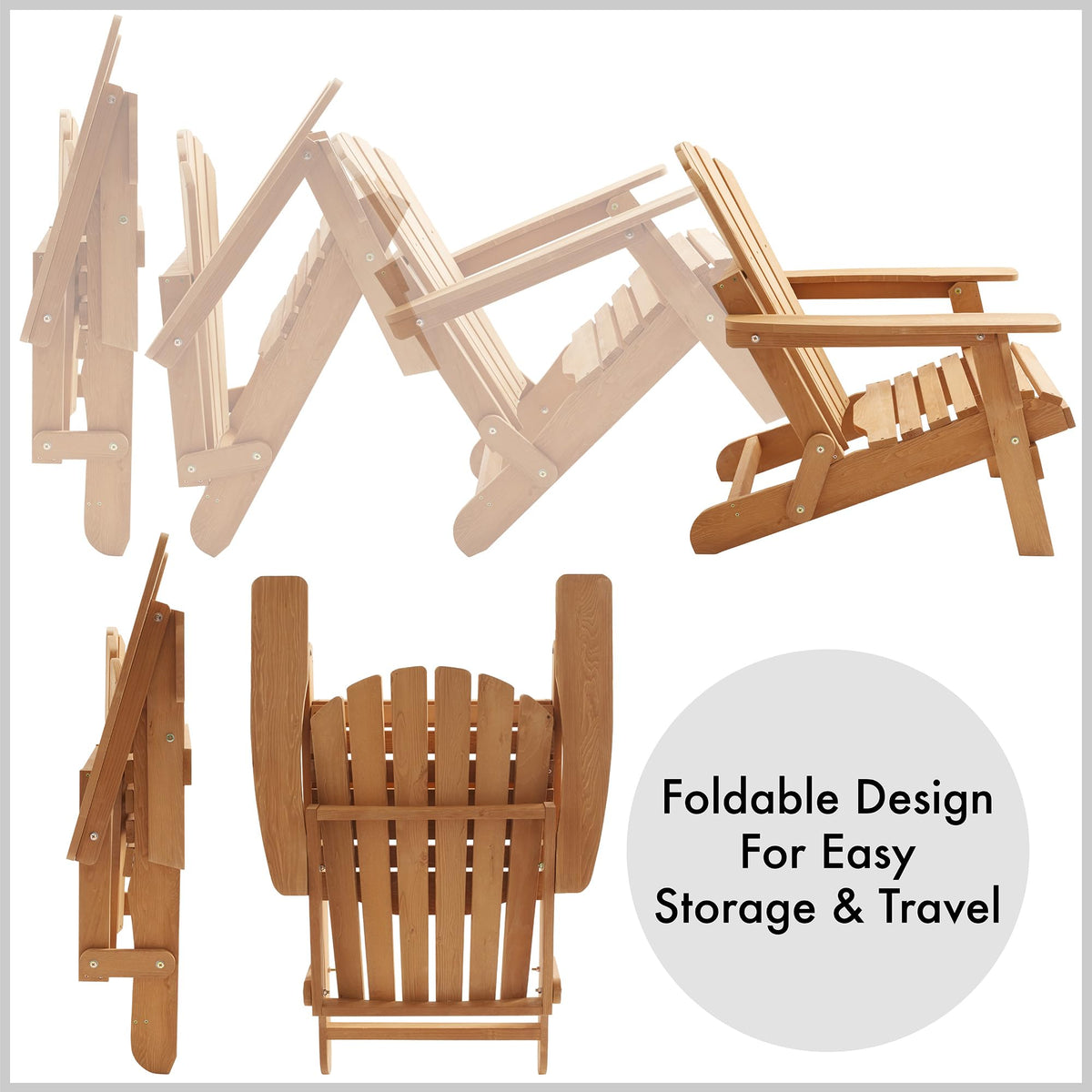 Oversized Folding Adirondack Chair Set of 2 Cedar Wood F29682