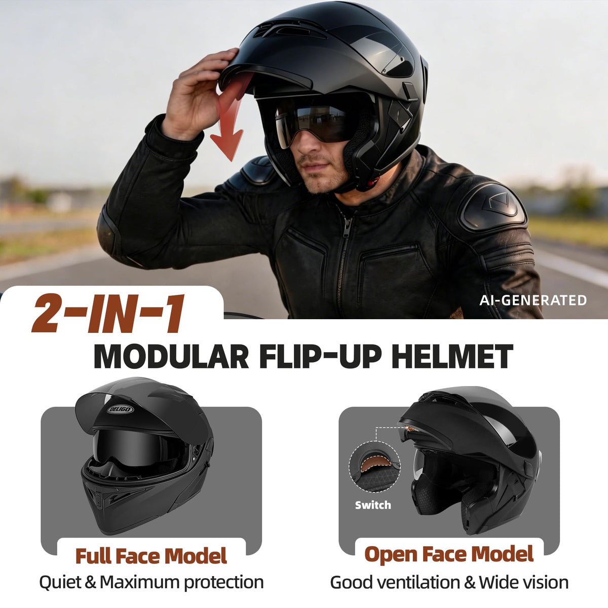 DOT Certified Modular Motorcycle Helmet Q704266