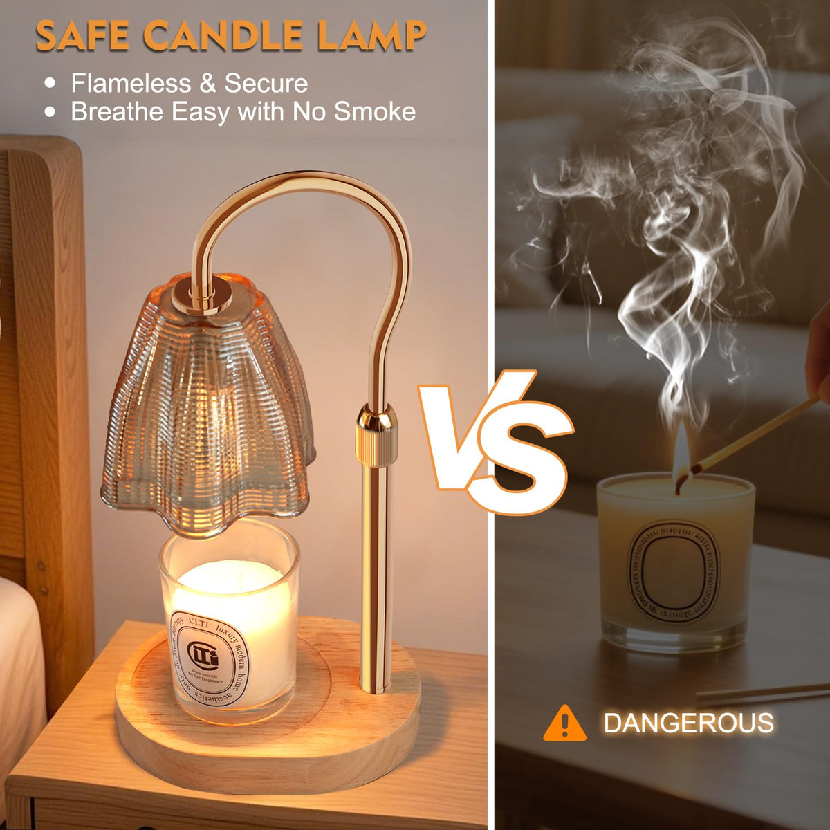 Adjustable Candle Warmer Lamp with Timer & Dimmer U932397