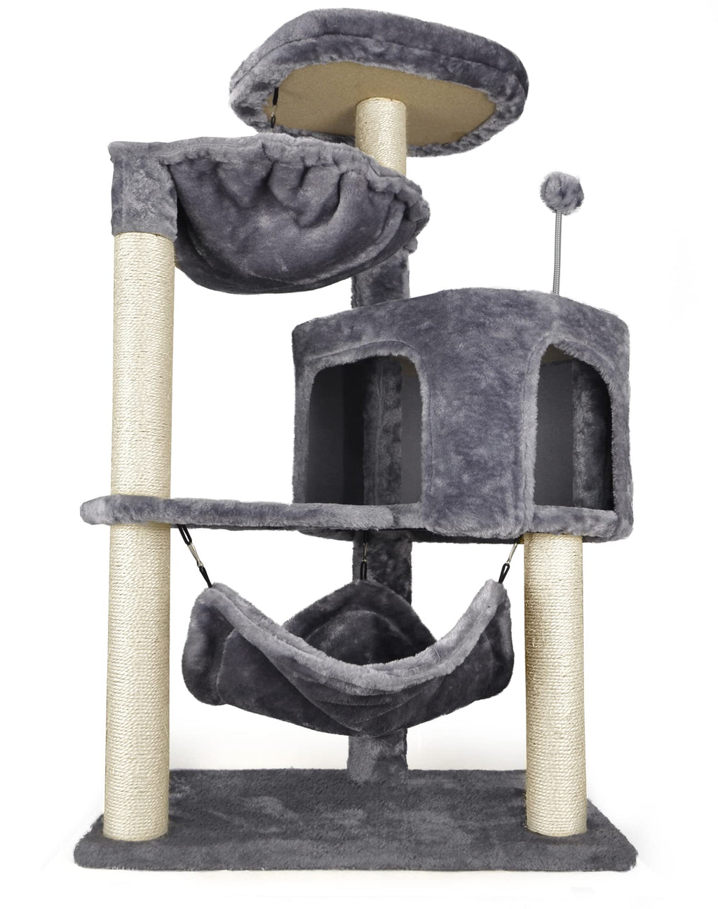 Grey Cat Tree with Cat Condo and Hammock I1857