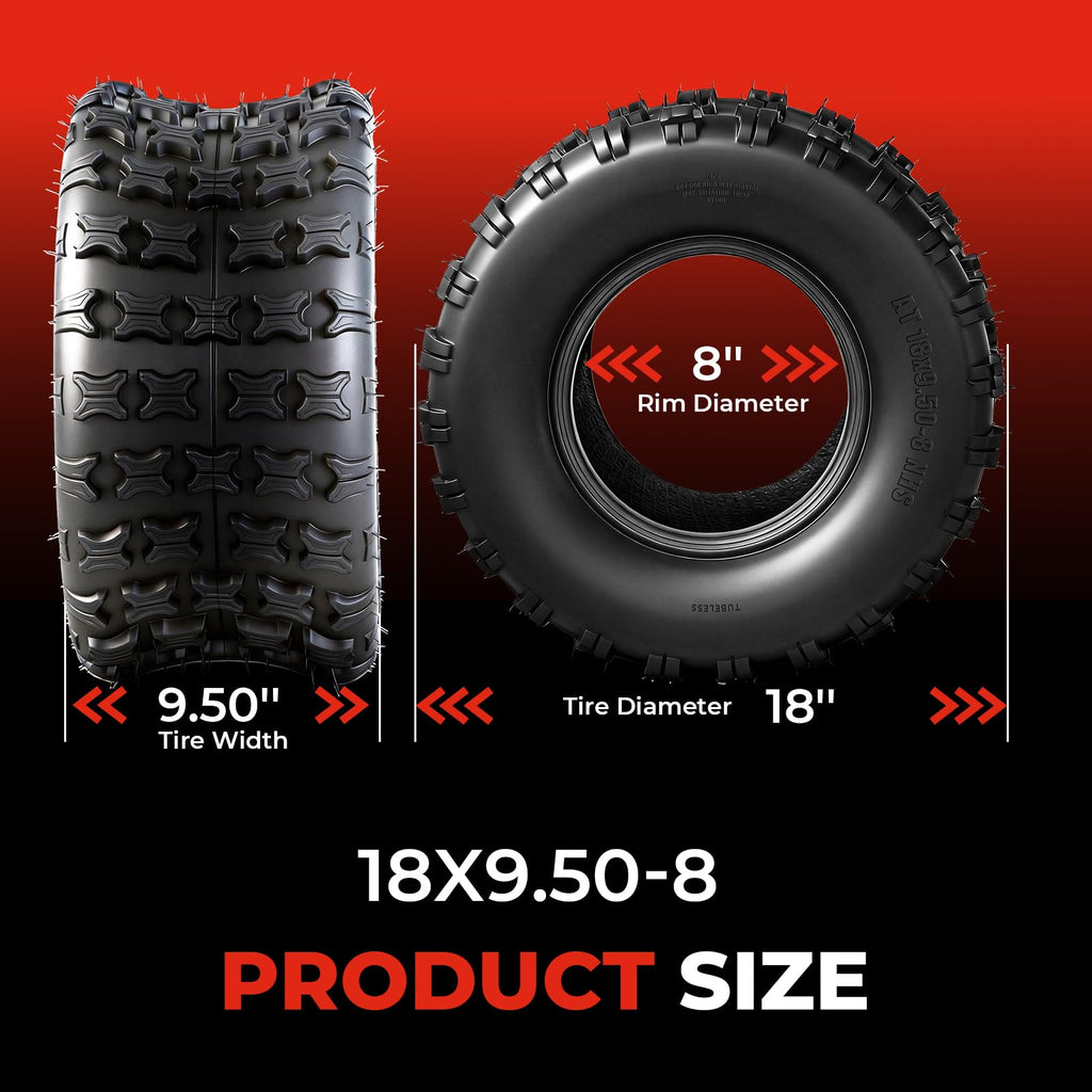 Set of 2 18x9.5-8 Tubeless All-Terrain Tires T3733
