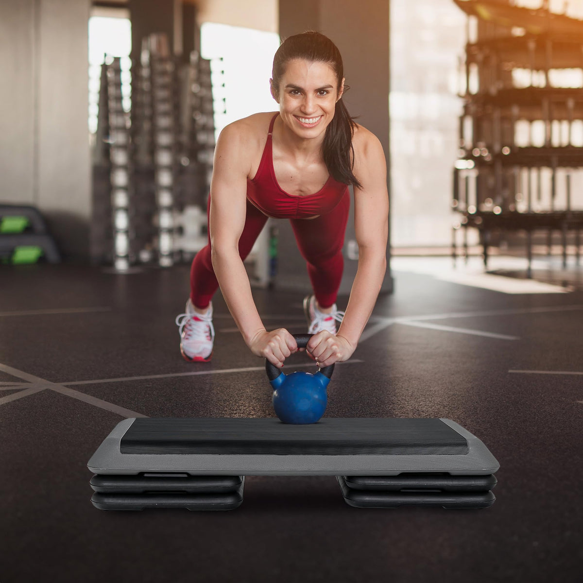 43" Adjustable Aerobic Exercise Step Platform with 4 Removable Risers O958363