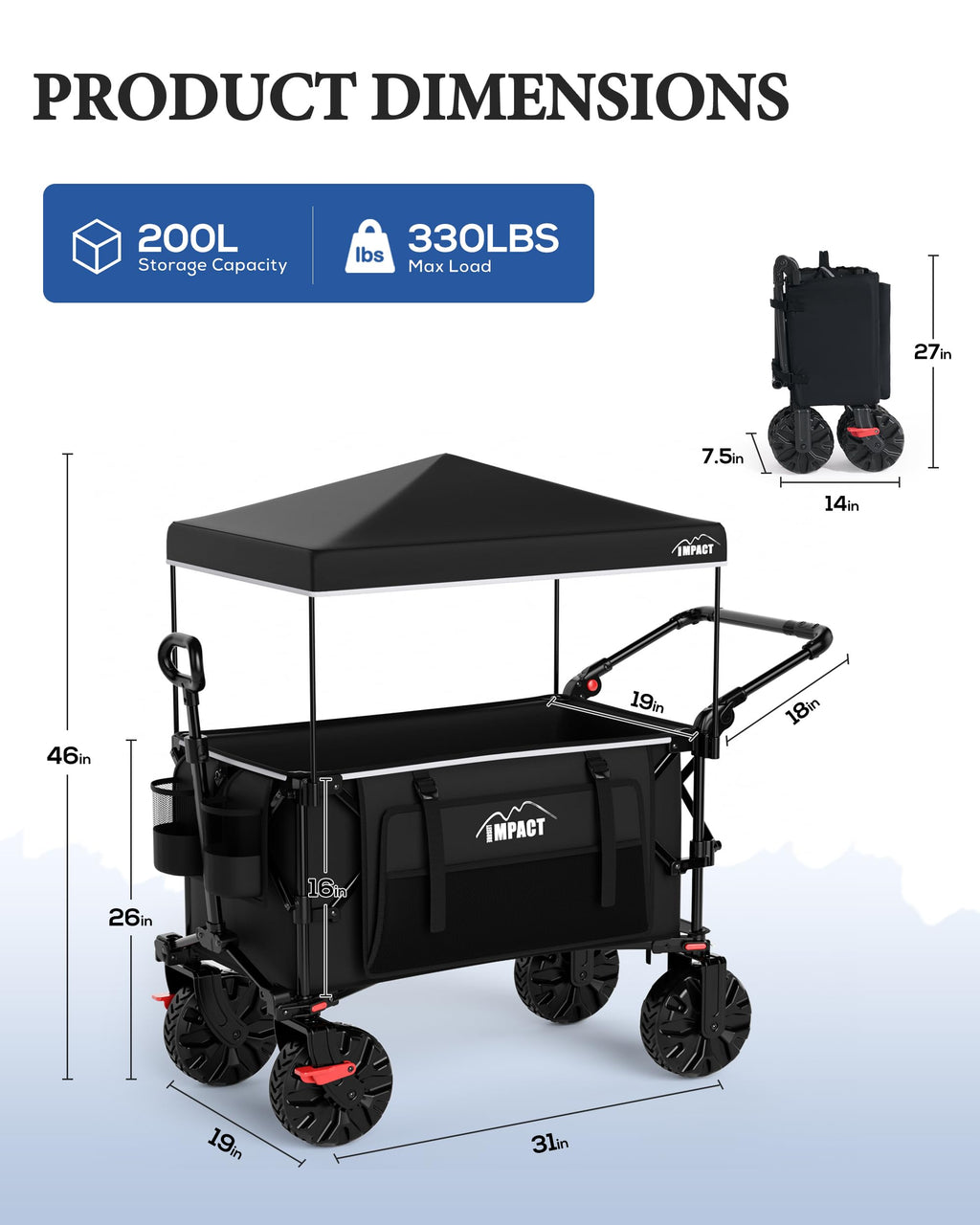 Foldable Push Wagon with Canopy H21686