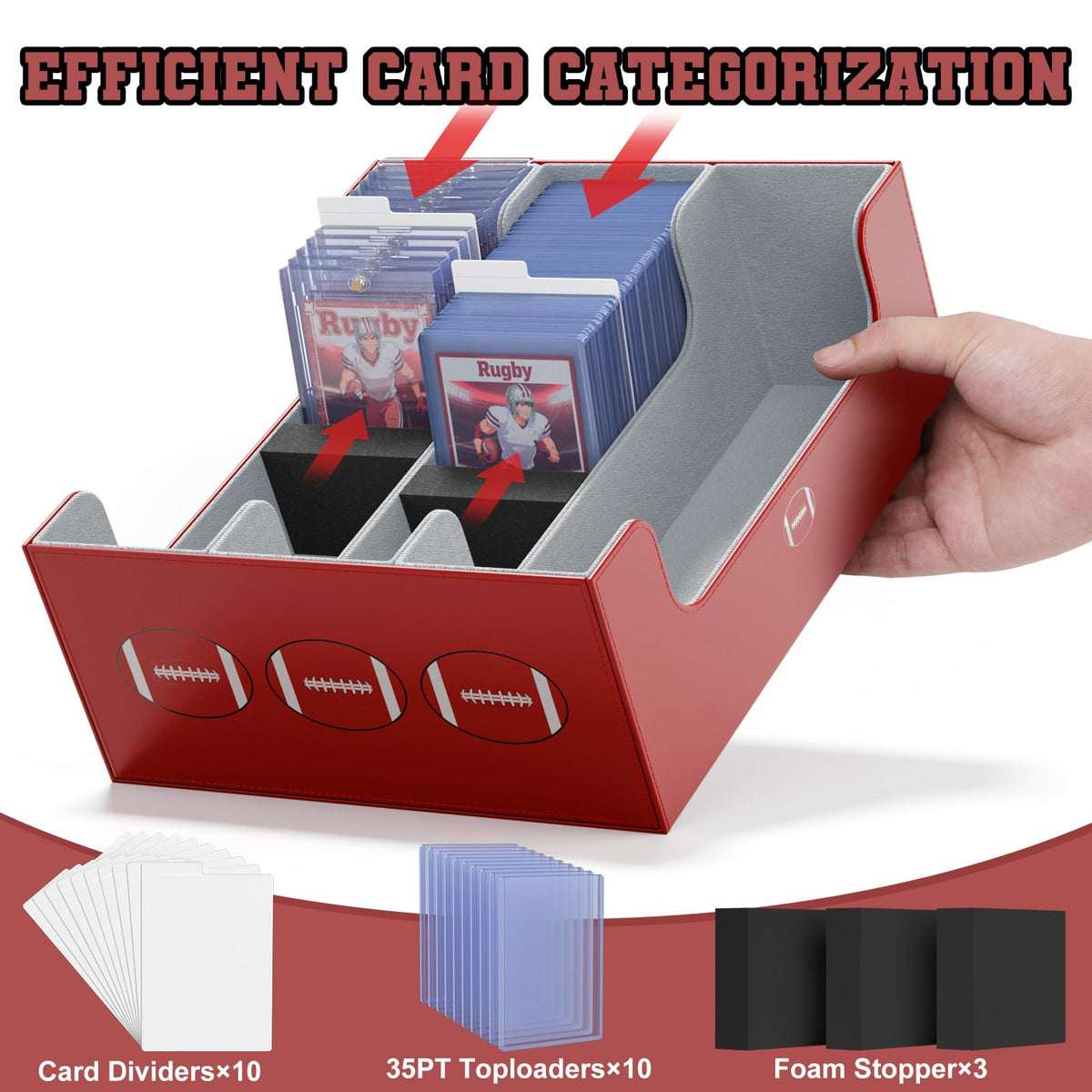 Football Card Storage Box with Magnetic Closure P7051
