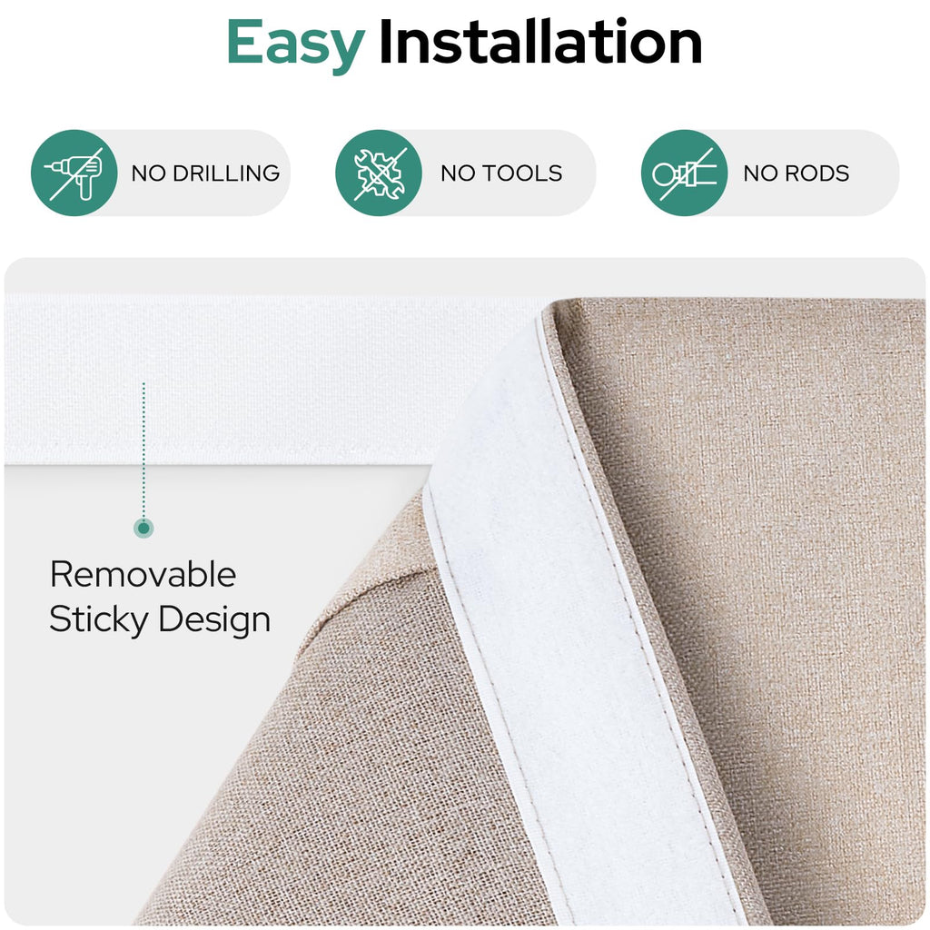 100% Blackout Linen Door Curtains 26x68 Inch Y8220