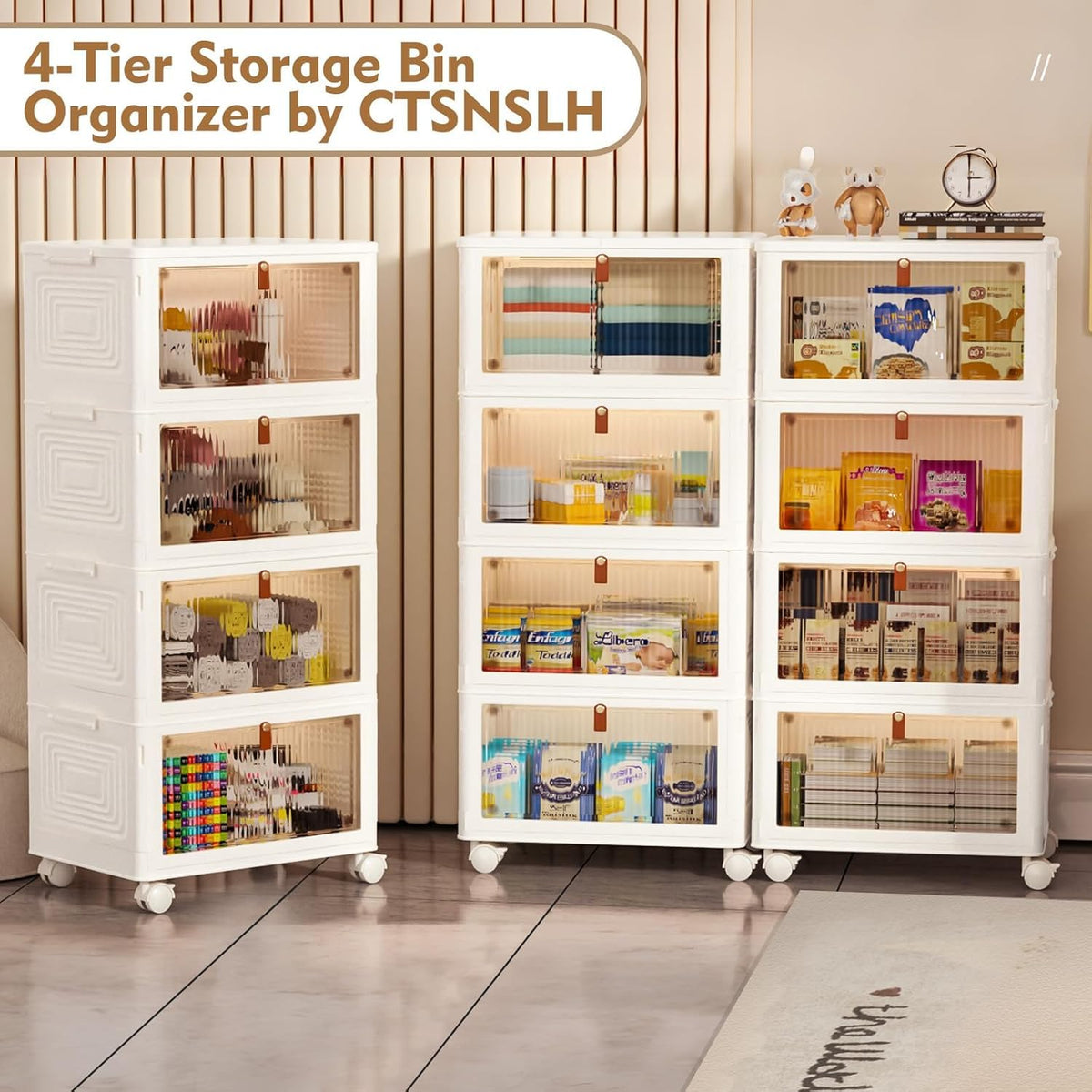 4 Tier Plastic Storage Bins with Lid 23QT V117