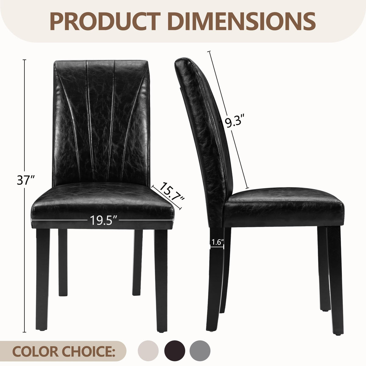 Black Upholstered Dining Chairs Set of 6 K6314