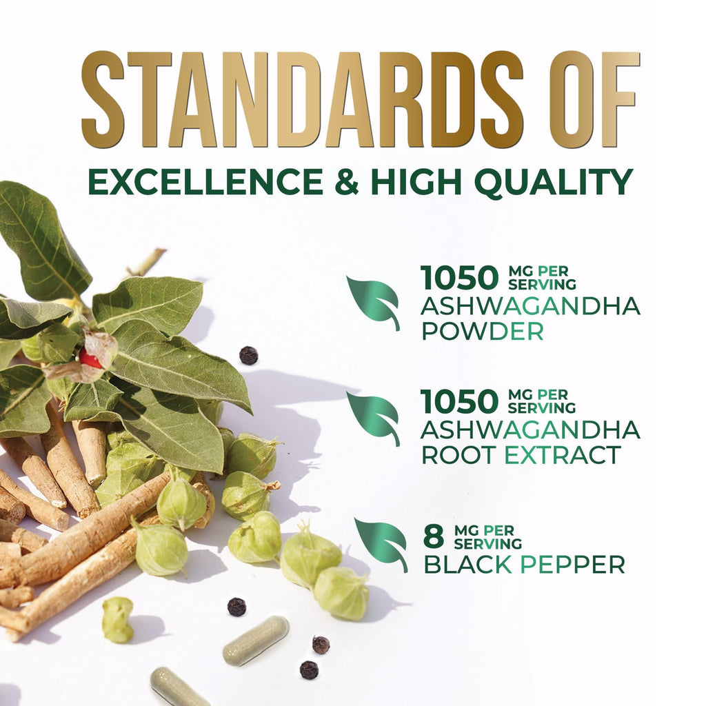 Ashwagandha Capsules with Black Pepper Vegan 180 Capsules X76906
