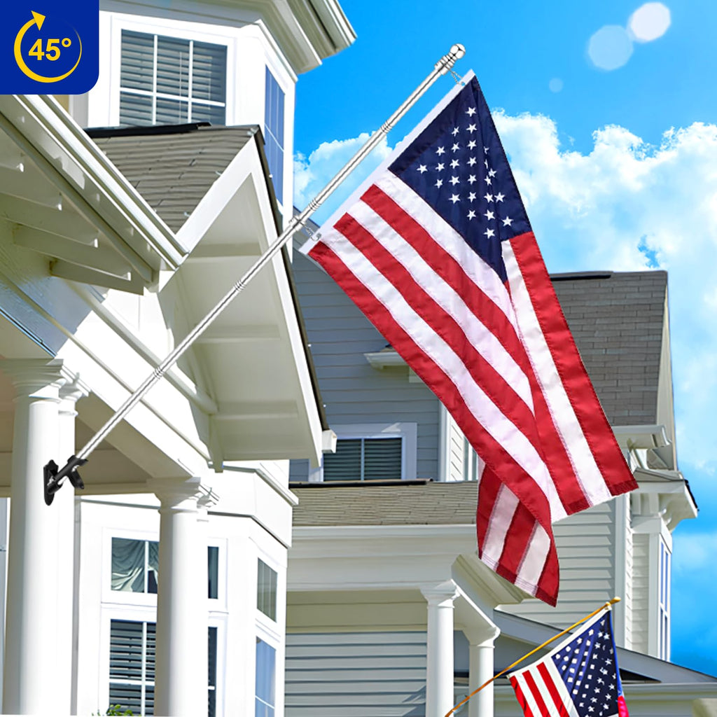 1" Flag Pole Holder Brackets with Hardwares, Two Positions Aluminium Alloy Rust Free Coated, Black 1 Pack Z363