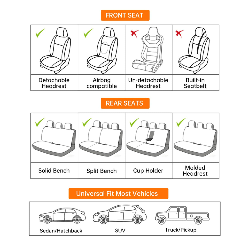 Black White Car Seat Covers Full Set X4677