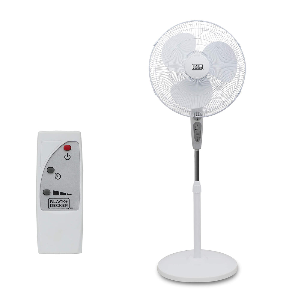 18-Inch Stand Fan with Remote and 3-Speed Settings, White Y1908