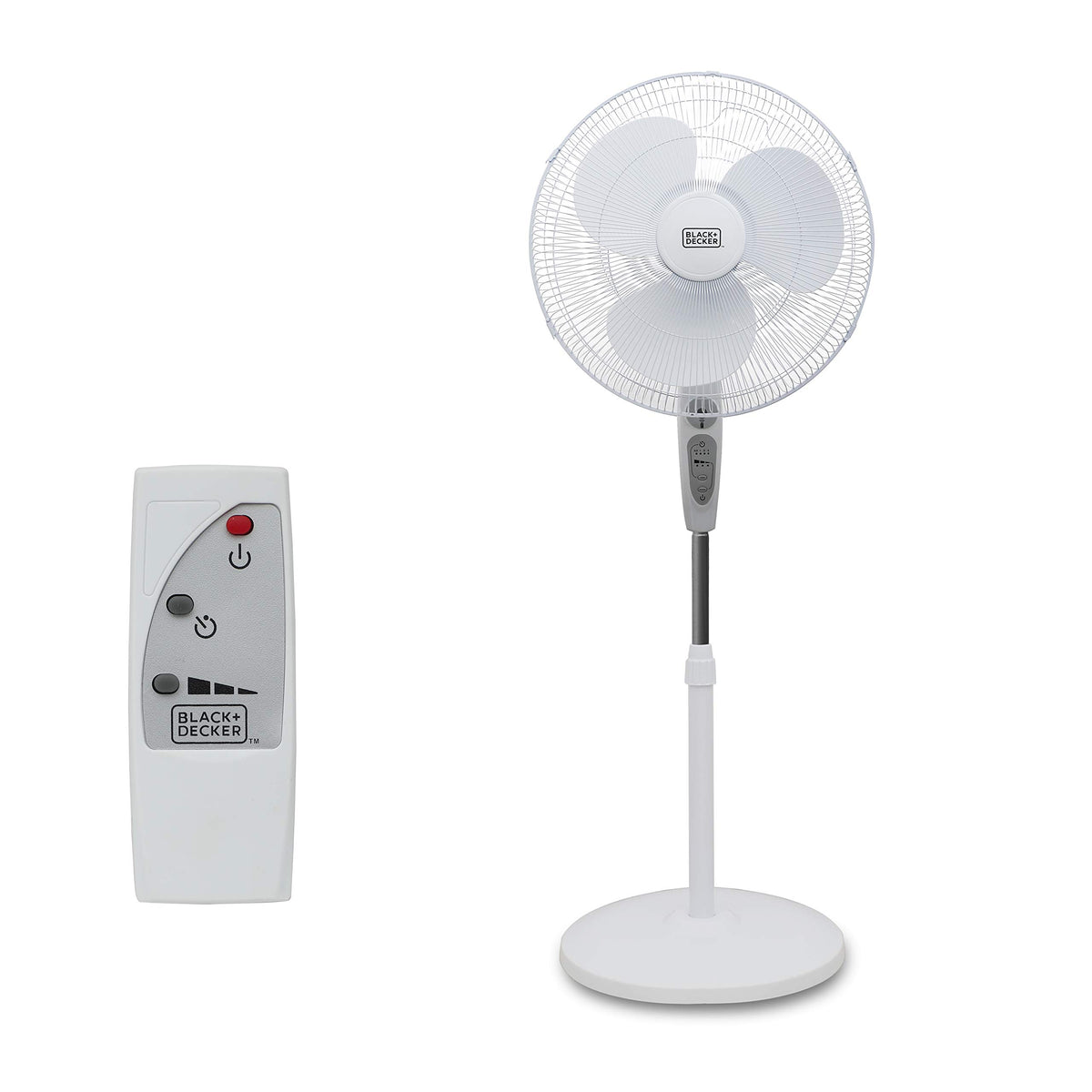 18-Inch Stand Fan with Remote and 3-Speed Settings, White Y1908