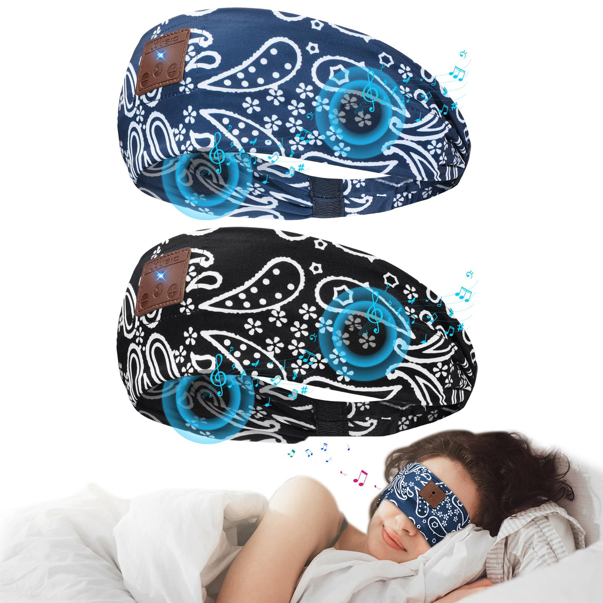 2-Pack Bluetooth 5.4 Headband Headphones Black&Blue X229605