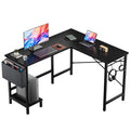 L Shaped Computer Corner Desk with PC Stand, Black W861