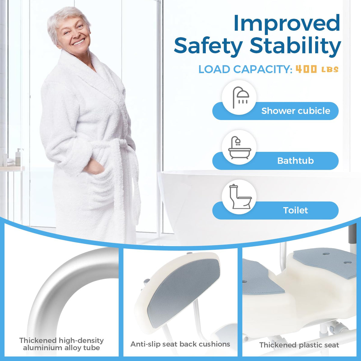 Heavy Duty Shower Chair with Arms and Back T333522