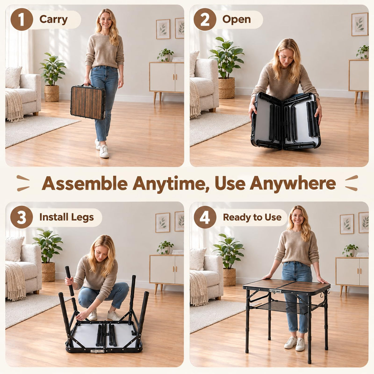 Folding Adjustable Height TV Tray Table X3435