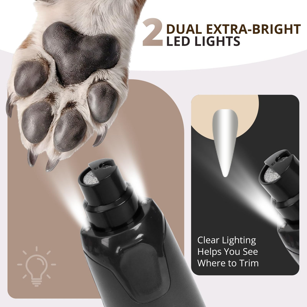Dog Nail Grinder Quiet 6-Speed with LED Light I7419