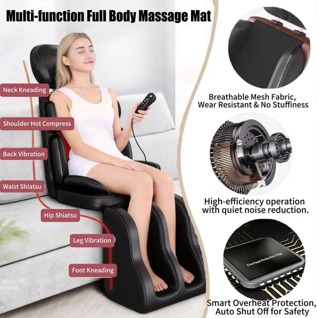 16D Electric Shiatsu Full Body Massage Mat with Foot Massager P6634