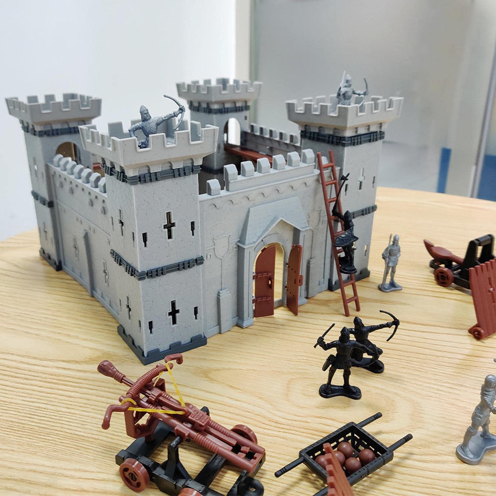 Medieval Castle Knights Action Figure Toy Playset with Catapult and Horse-Drawn Carriage R288118