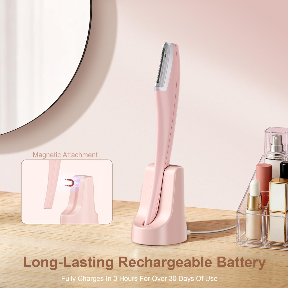Rechargeable Facial Hair Razor with LED Light, 3 Speeds H364838