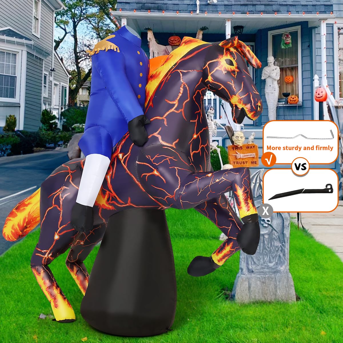 6FT Halloween Inflatables Headless Horseman with Built-in LEDs V195316