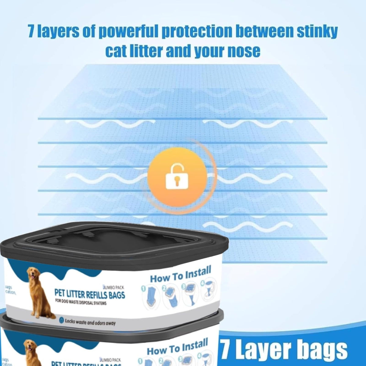 6 Pack Jumbo Square Refills Pet Waste Bags Q859