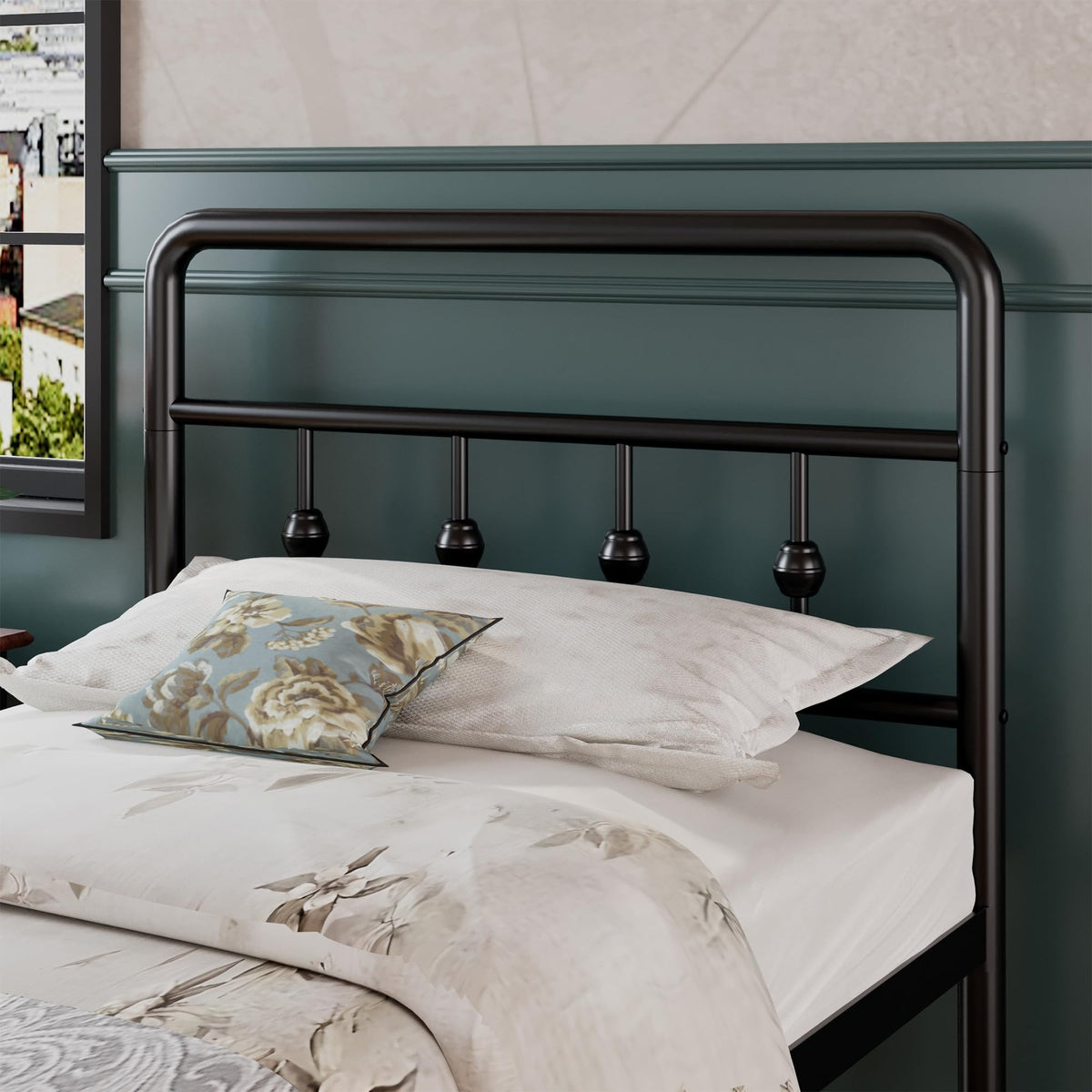 16 Inch Twin Metal Platform Bed with Headboard and Footboard B645170