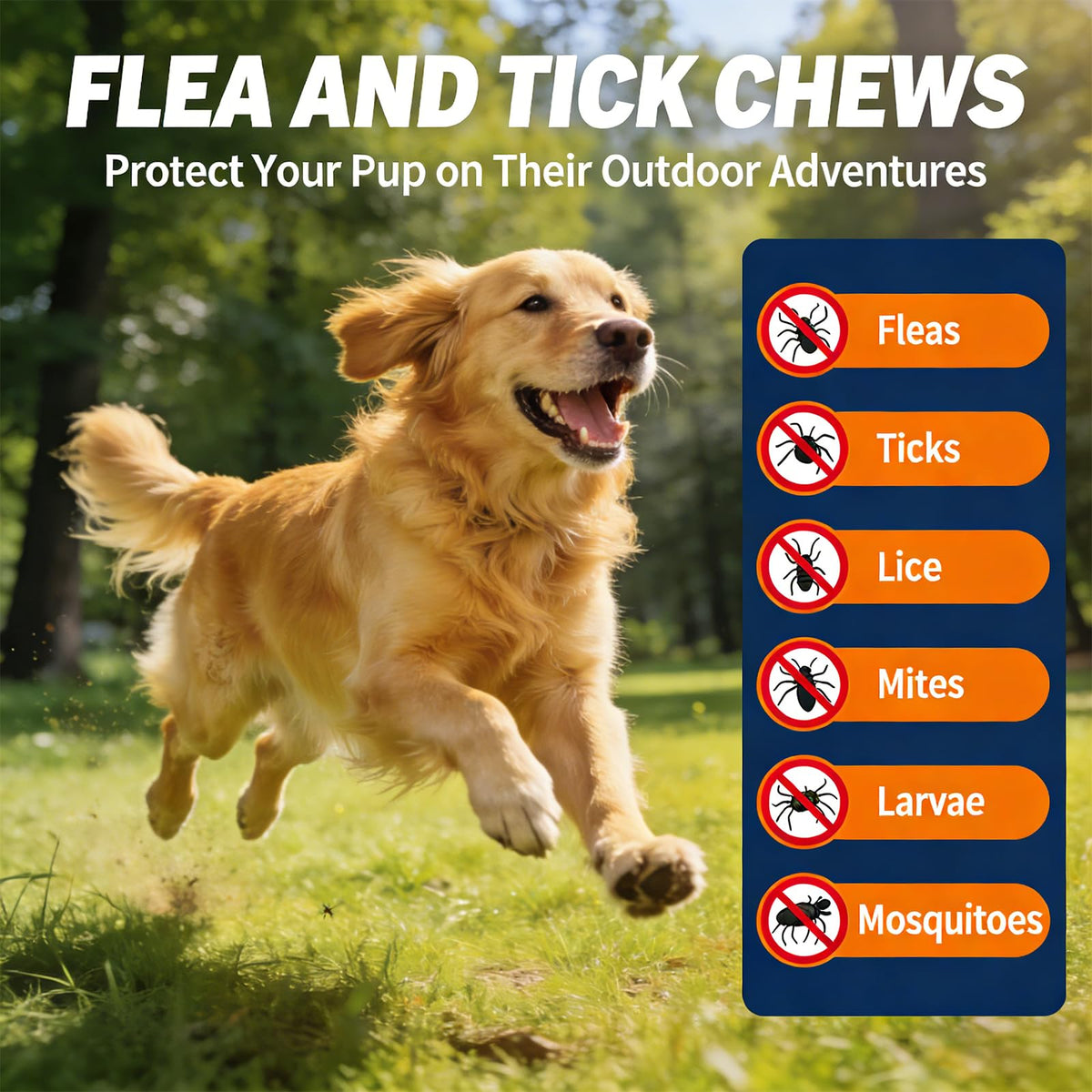 Natural Flea and Tick Prevention for Dogs Chewables F755