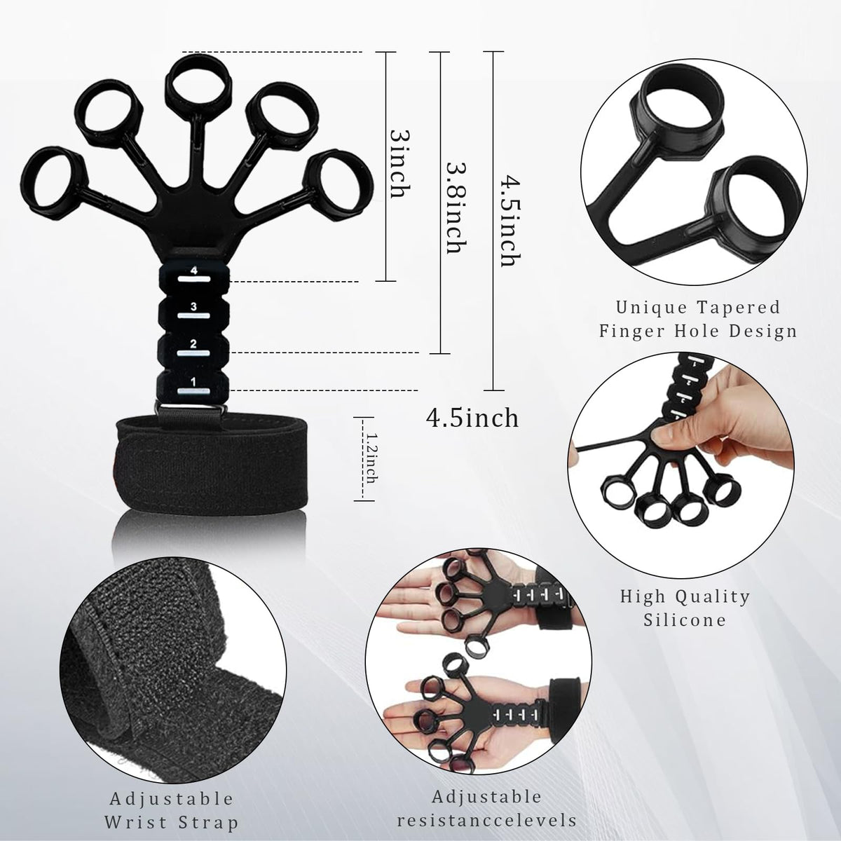 5 Pack Adjustable Hand Grip Strengthener V2484