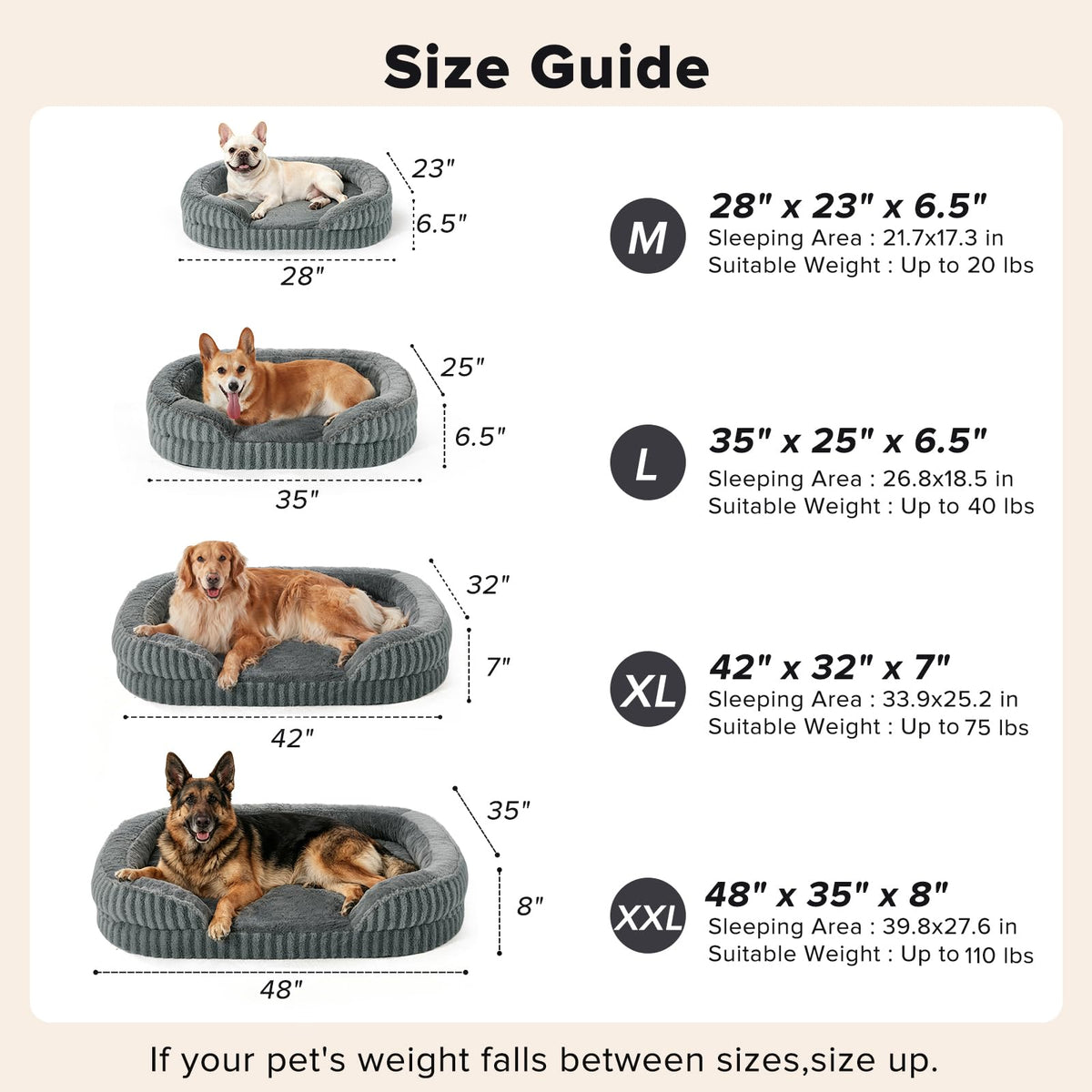 Washable 42" Orthopedic Dog Bed W661
