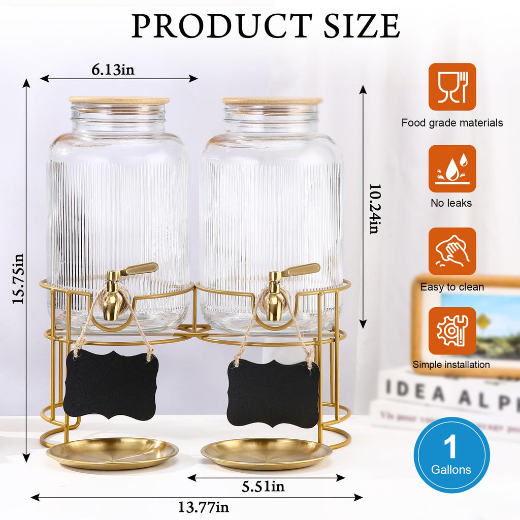 1 Gallon Stainless Steel Beverage Dispenser with Stand and Spigot C57721