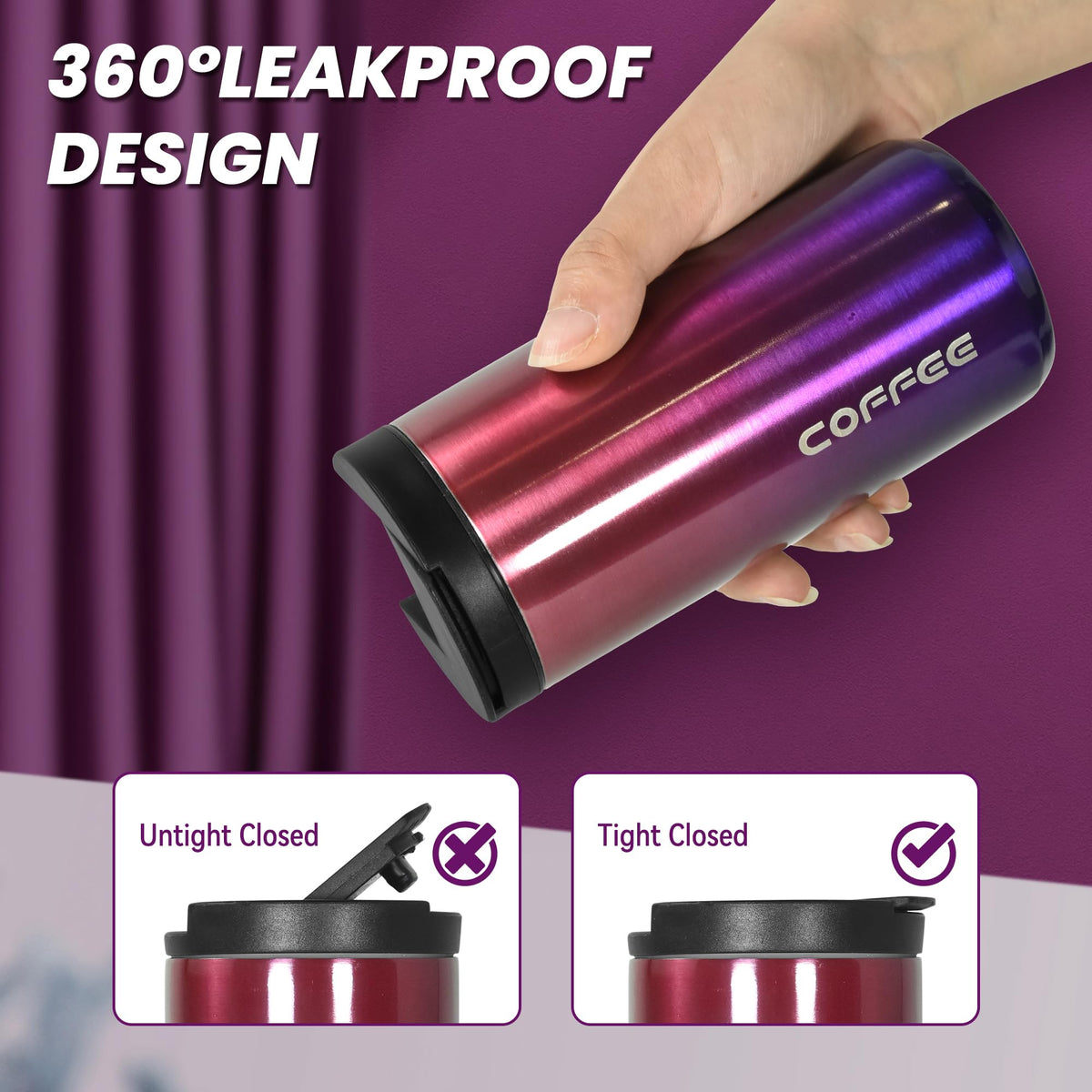 Insulated Coffee Mug 17oz 2 Pack Leak Proof Screw Lid N6314