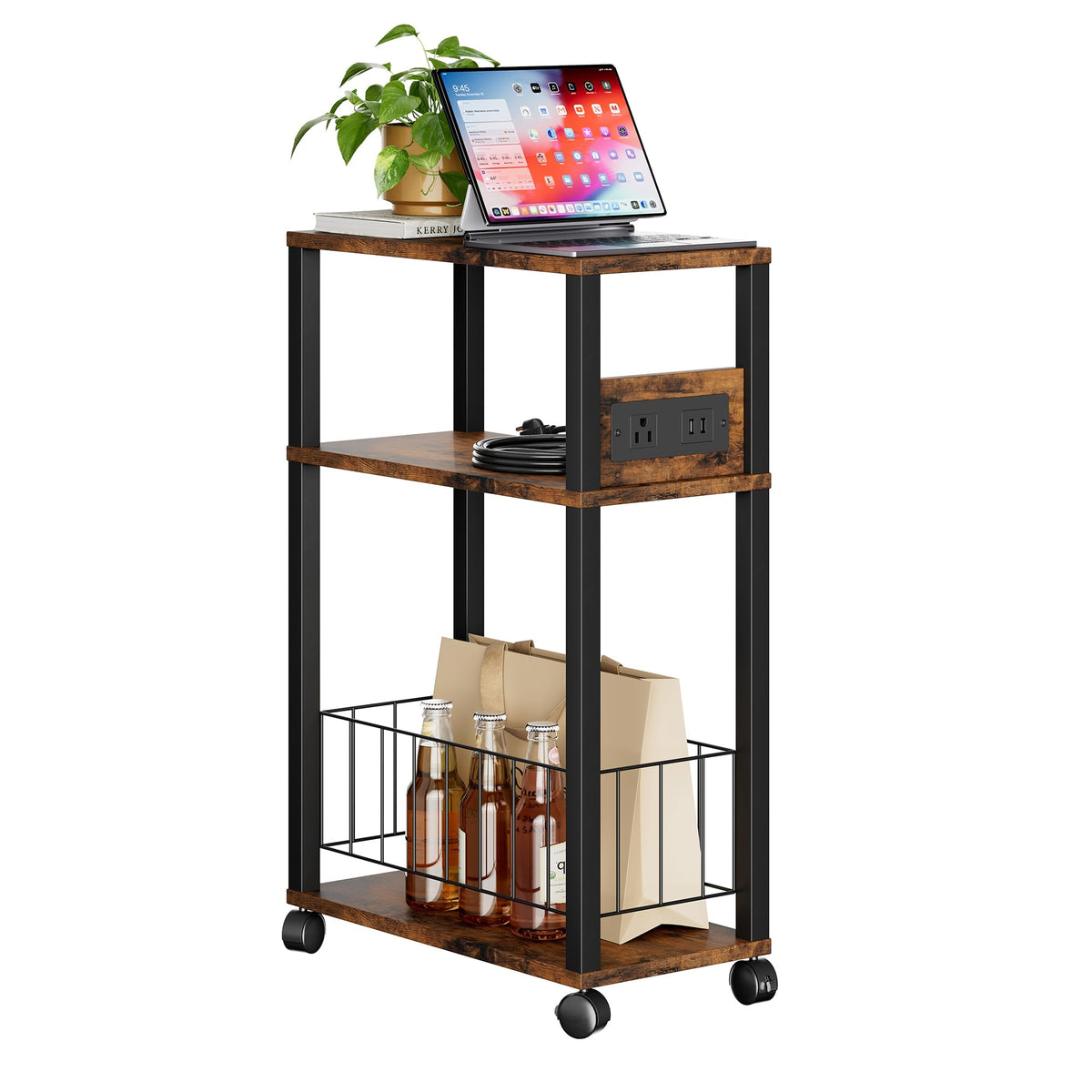 Rolling Side Table with Wheels M396