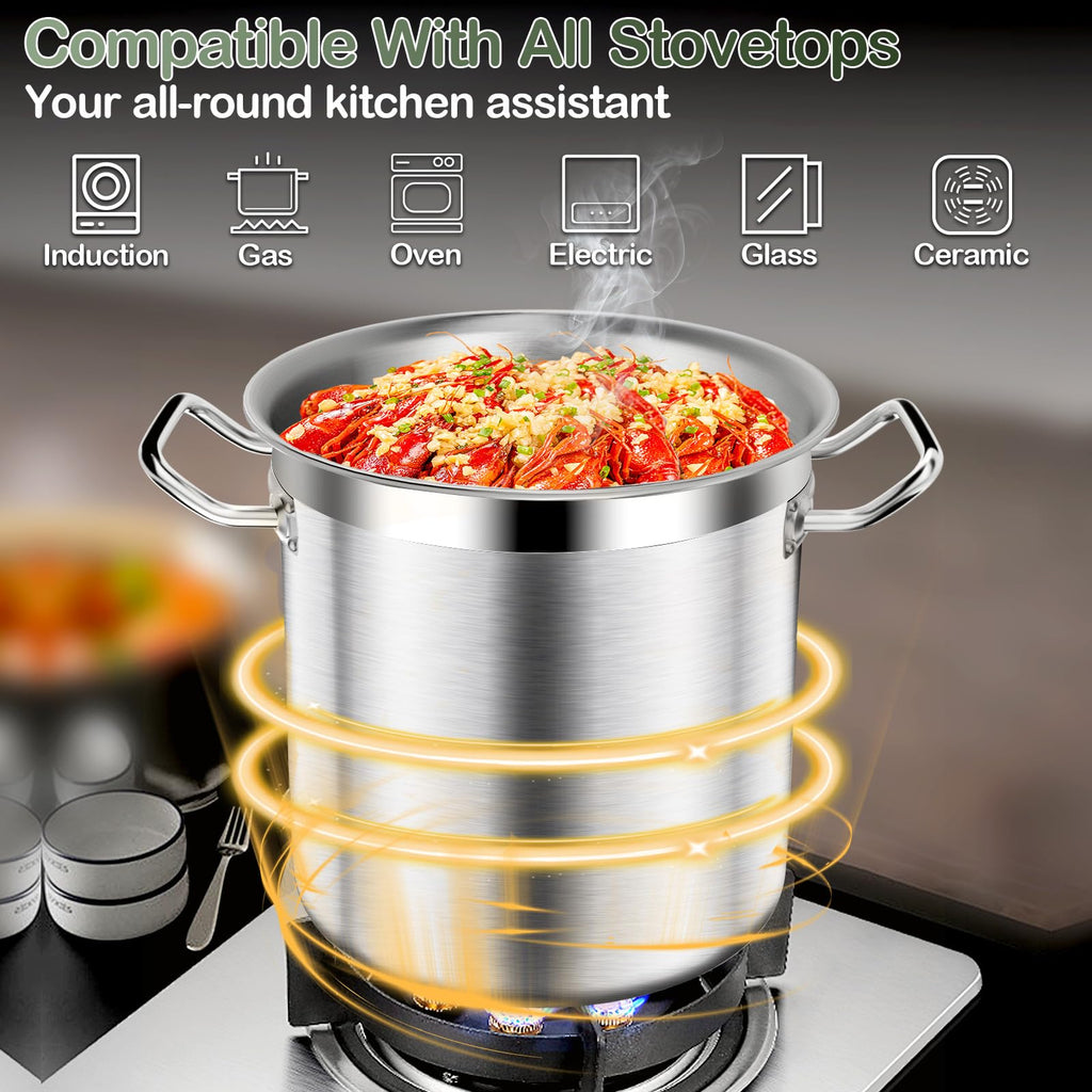 40 QT Stainless Steel Soup Pot with Lid Q5299