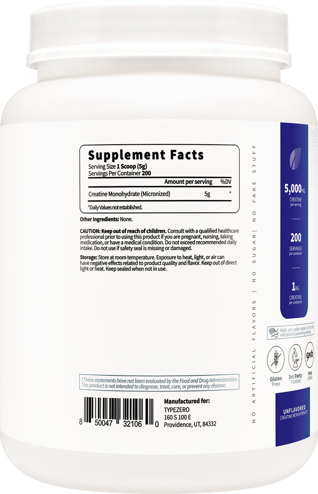 Unflavored Micronized Creatine Monohydrate 1 KG I851942
