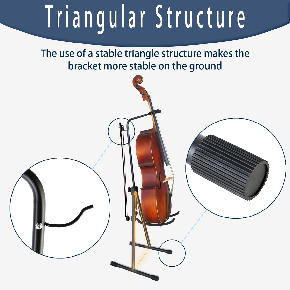 Double Bass Stand, Sturdy and Portable Upright Bass, Black J52989