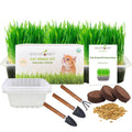 Organic Cat Grass Growing Kit with Seeds Soil and Planting Tools 3-Pack Plastic Pots W61111