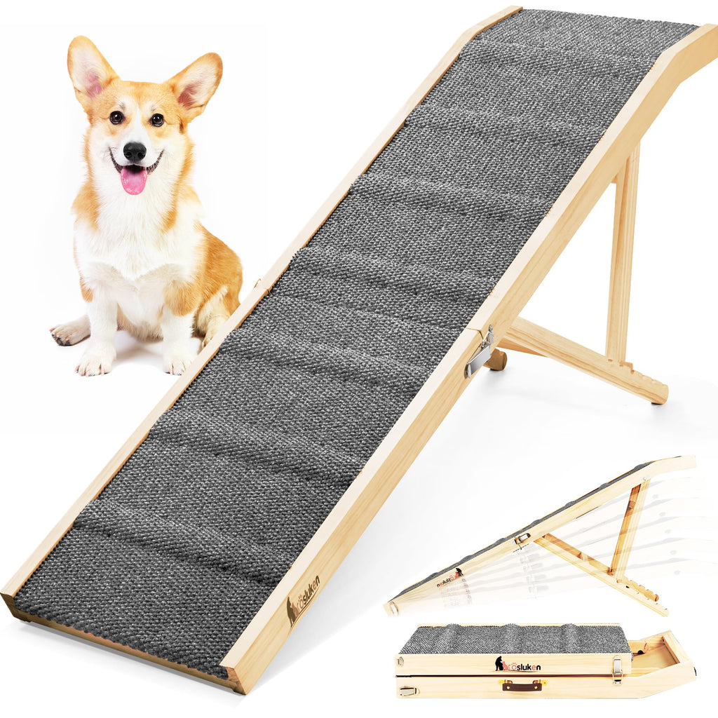 Foldable Dog Ramp with Platform 6 Adjustable Heights Y565311