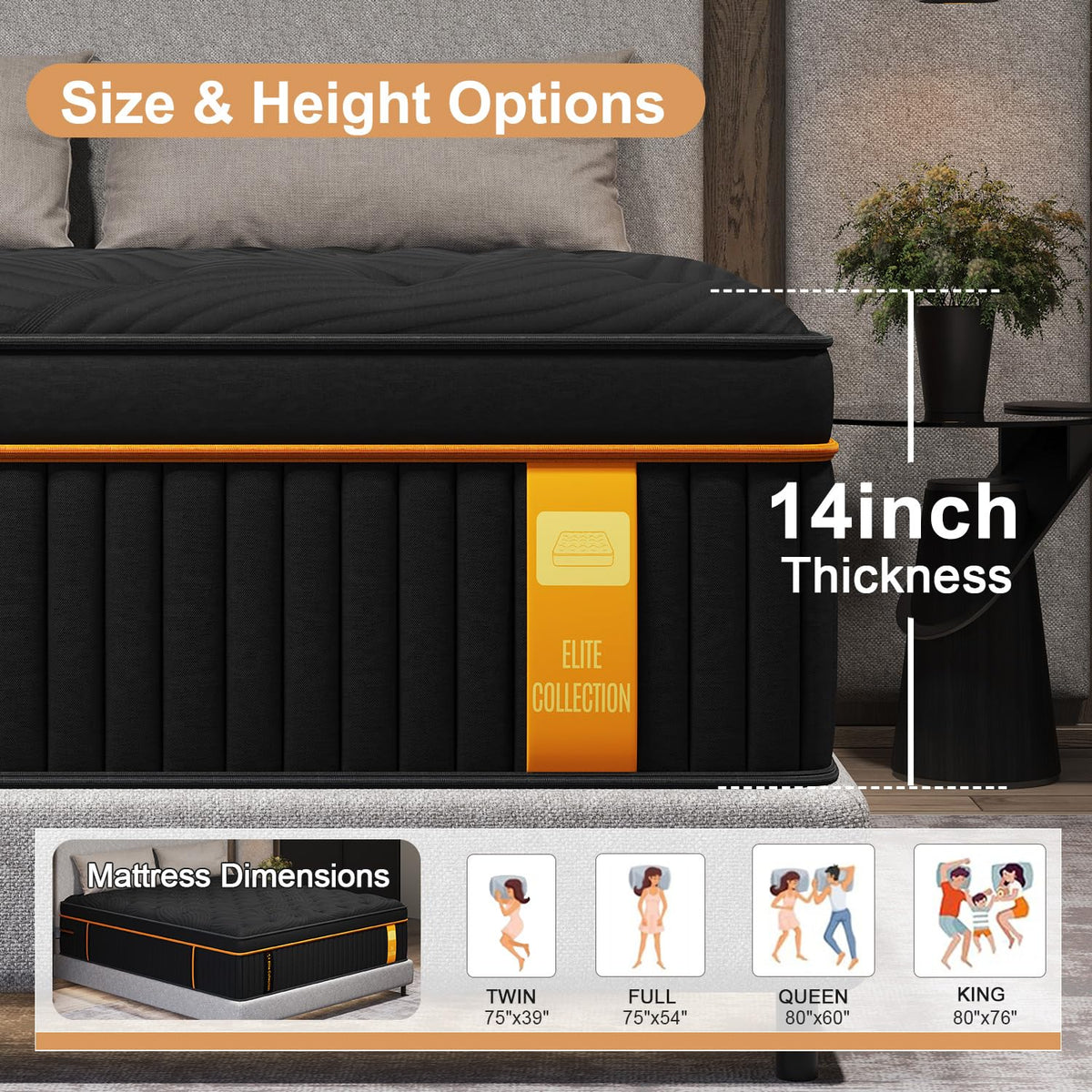 Full Size 14 Inch Hybrid Mattress O4289