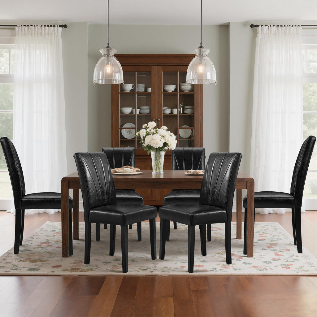 Black Upholstered Dining Chairs Set of 6 K6314