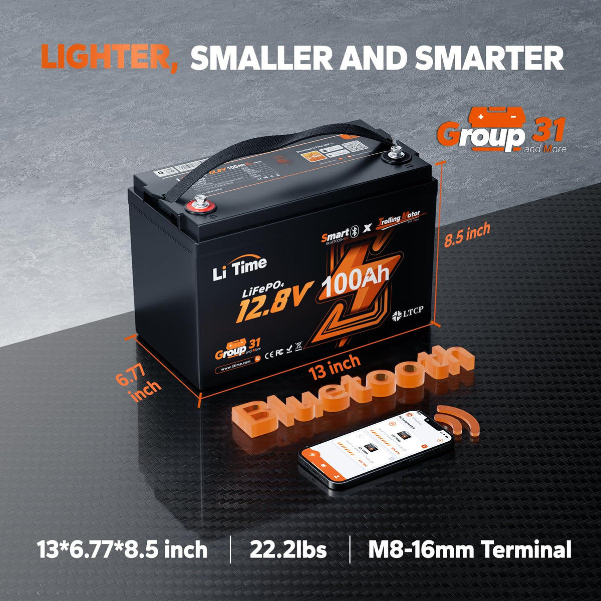 12V 100Ah LiFePO4 Battery with Charger N5364