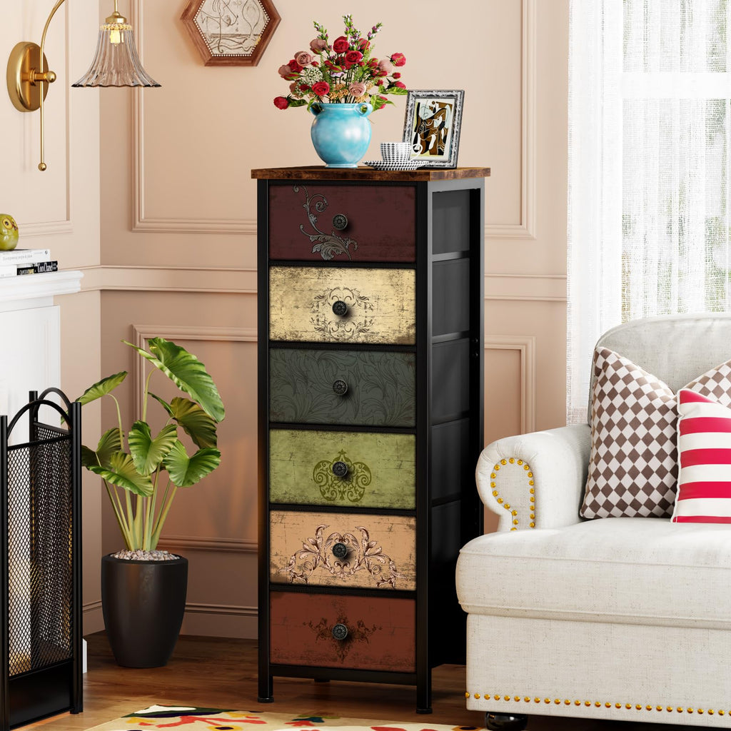 Tall 6 Drawer Fabric Dresser L298