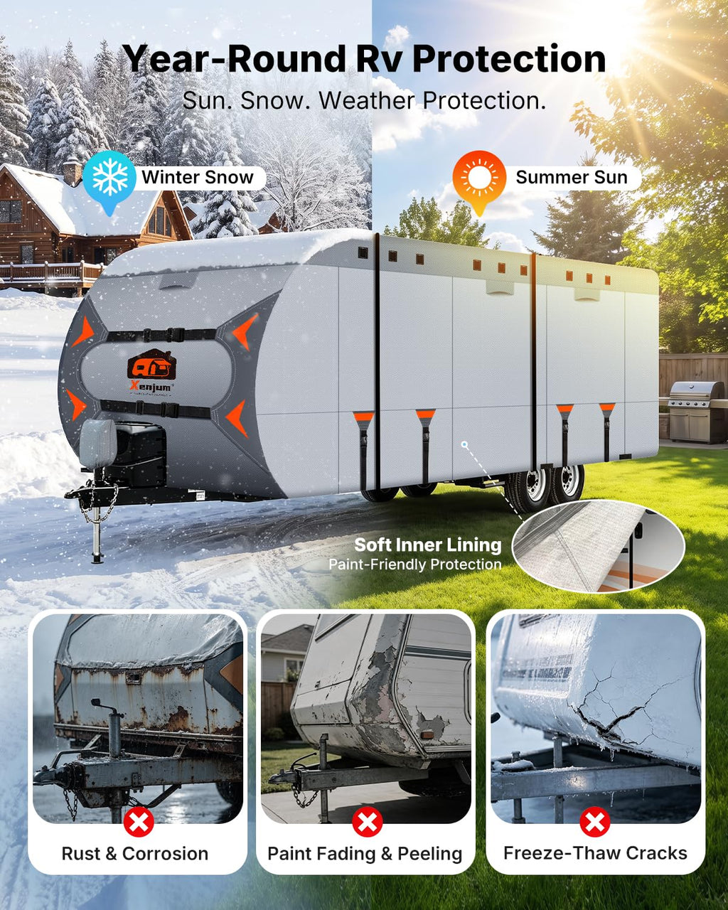 14-16FT Heavy Duty Rip-Stop RV Cover with Storage Bag S13660